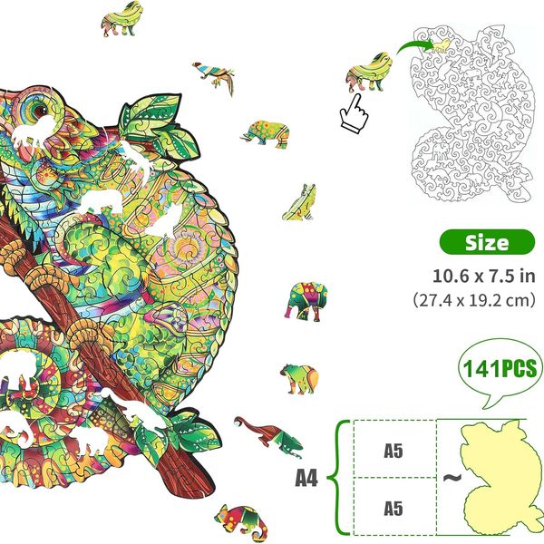 Iridescent Chameleon Wooden Puzzle — View 2